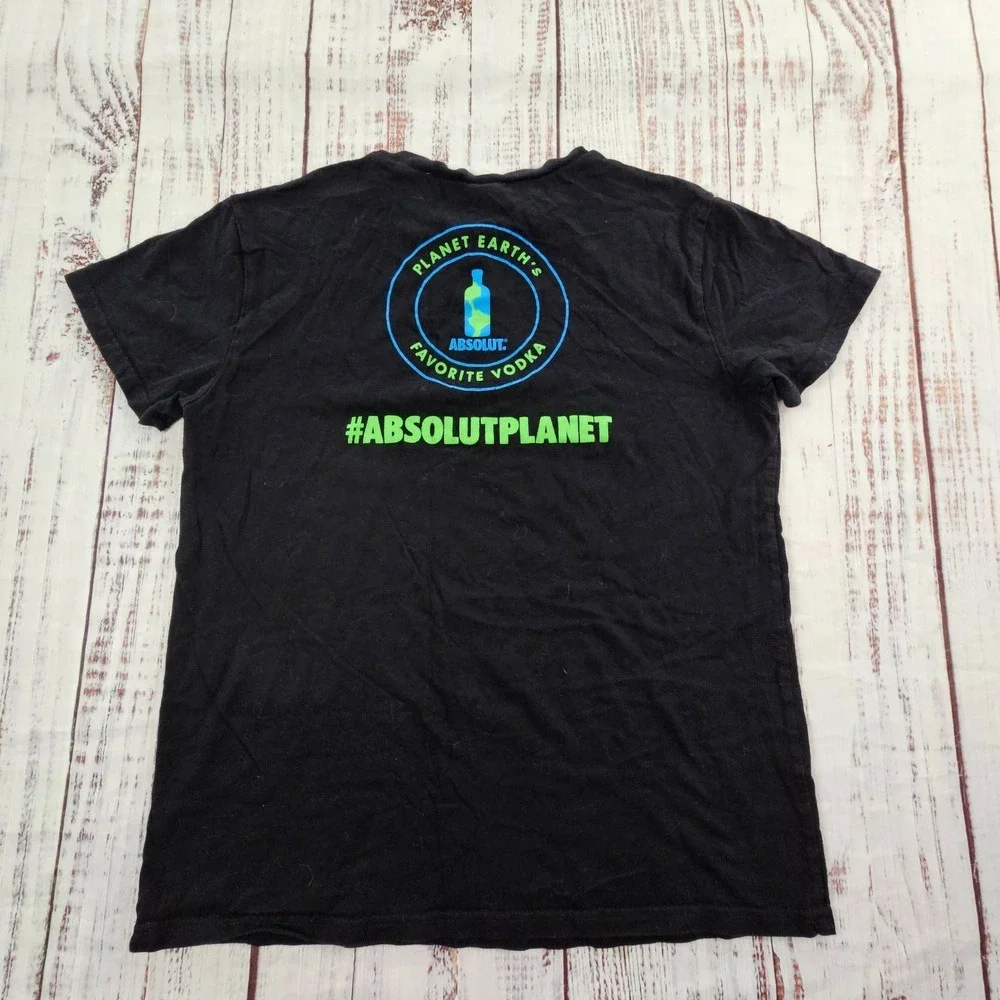 Absolut Planet Earth's Favorite Vodka Black Short Sleeve Cotton T-Shirt‎ Men's M